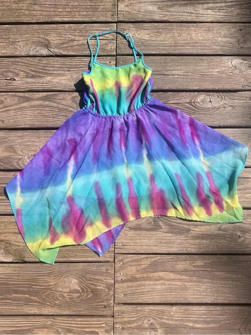 CHILDRENS PLACE Tie-Dye Sundress - Bright Rainbow Colors- size small (5/6)